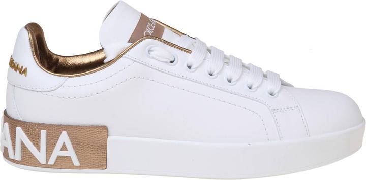 Dolce & Gabbana portofino sneakers in white and gold leather (41)