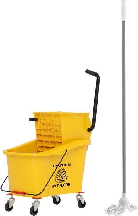 Produktbild Swisshandel24 Putzwagen Reinigungswagen 36 Liter Eimer mit Presse, Mopp und Griff Gelb (1 Stk.)