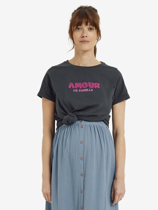 Actual product image Vertbaudet Organic collection: T-shirt for pregnancy and breastfeeding with AMOUR lettering (42)