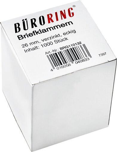 Büroring Briefklammern 26 mm, verzinkt, eckig, 1000 Stück (1000 x)