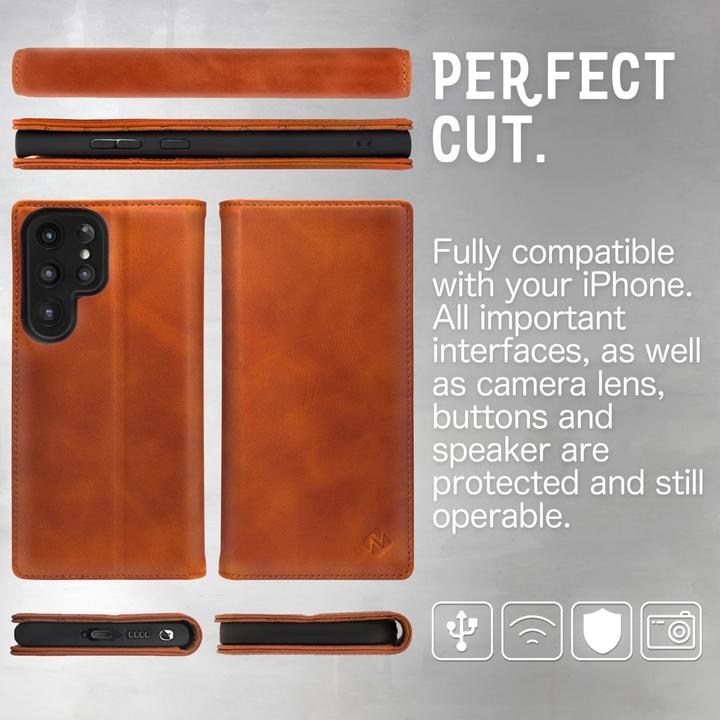 Actual product image Nalia Genuine Leather Flip Case Cover with Magnetic Closure (Samsung Galaxy S23 Ultra)