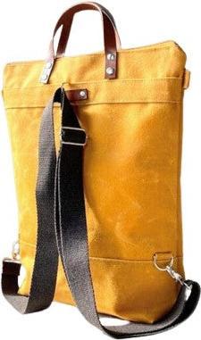 Only-Bags.Store Waxed canvas backpack - mustard yellow, convertible backpack, nappy backpack, A3, backpacks - mellow