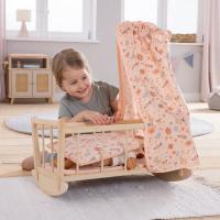 Actual product image Howa Wooden doll's cradle "miniflowers" incl. bedding and canopy apricot 1706