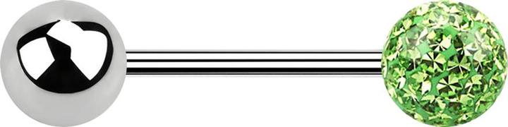 Actual product image Star Piercing Micro Barbell silber mit Kugel und Kristallkugel hellgrün Epoxy Schutzschicht (without brass, Surgical steel 316L)
