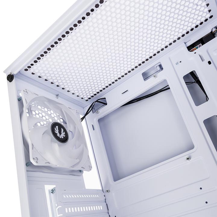 Actual product image BitFenix Nova Mesh SE TG ARGB Midi Tower, Tempered Glass - white/purple (ATX, mATX, Mini-ITX)
