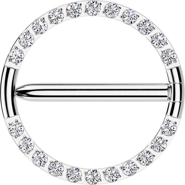 Star Piercing Segmentring klappbar silber front unterbrochen Kristalle silber (Titan G23, ohne Messing)
