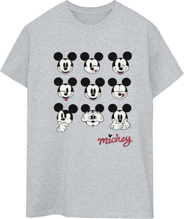 Actual product image Disney Womens/Ladies Mickey Mouse Many Faces Cotton Boyfriend T-Shirt (XXL)