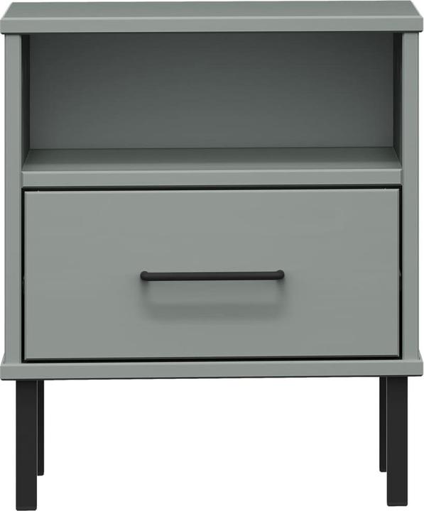 Actual product image VidaXL Nachttisch OSLO mit Metallbeinen Grau Massivholz