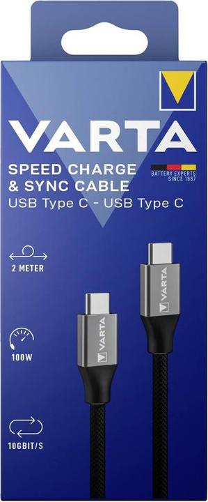 Image du produit Varta Câble Speed Charge & Sync USB Type C vers USB Type C (2 m, USB 3.1)