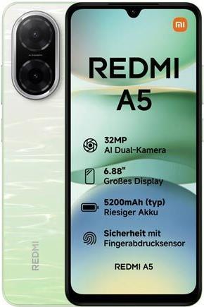Produktbild Xiaomi Redmi A5 4G (64 GB, Lake Green, 6.88", Dual SIM + SD, 32 Mpx, 4G)