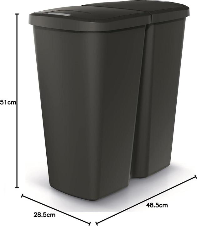 Image du produit Hrb Mülleimer mit 2 Fächern (2x 25L) für Mülltrennung (50 l)