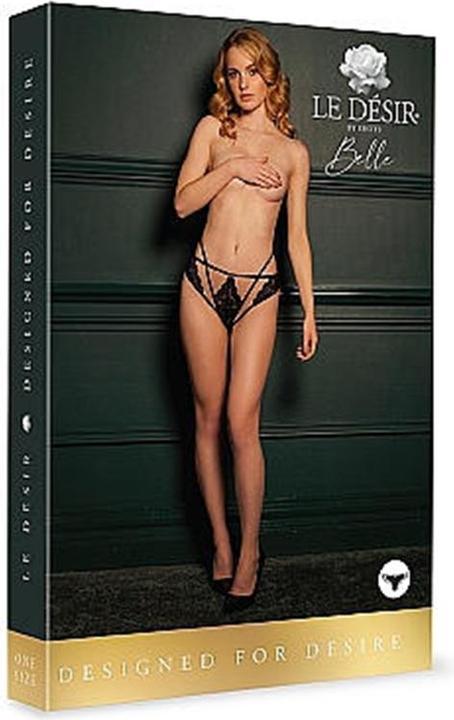 Actual product image Le Désir LÈna - Brief with Open Crotch and Buttocks, Adjustable Sliders and Golden Details - One Size (One size)