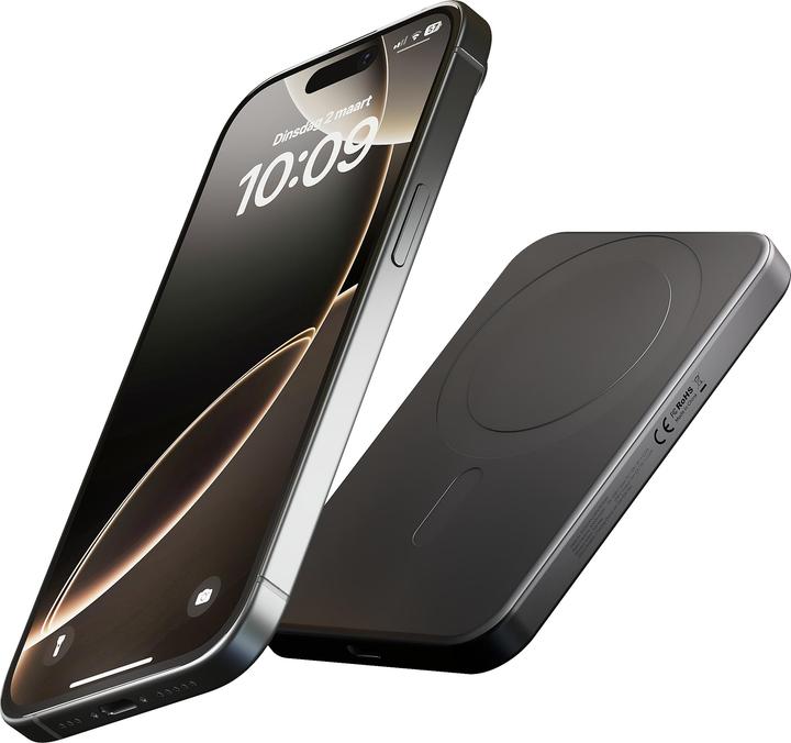 Immagine prodotto Zens Slim Qi2 Al Powerbank 5000mAh Black (5000 mAh, 19250 Wh)