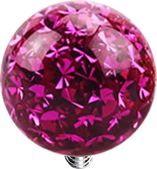 Actual product image Star Piercing Dermal Anchor crystal ball fuchsia epoxy protective layer (Surgical steel 316L, without brass)