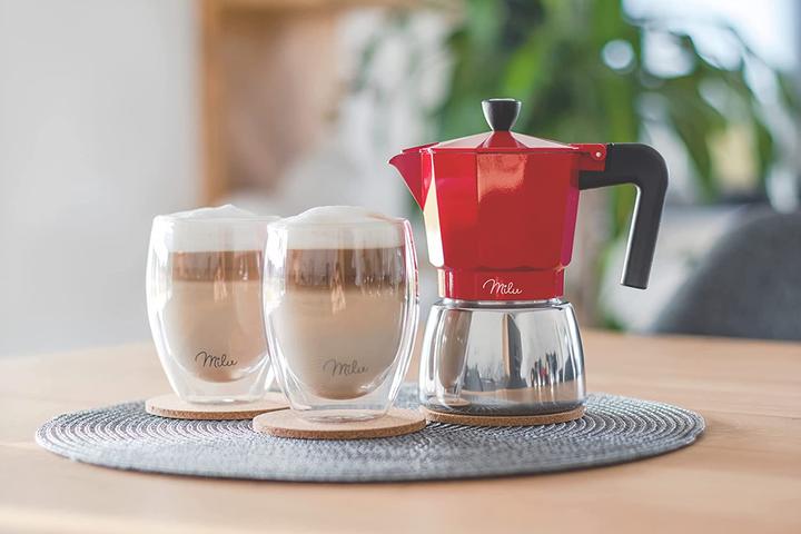Actual product image Milu Espresso Maker Induction Suitable Red 3 Cups 150ml (3 T.)