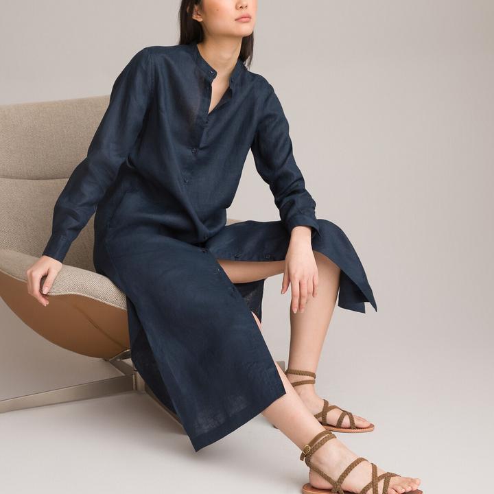 Produktbild La Redoute Collections Langärmeliges Maxikleid aus Leinen (32)