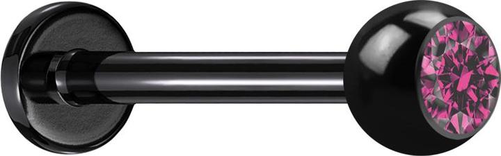 Produktbild Star Piercing Micro Labret schwarz mit Kugel und Kristall pink (ohne Messing, Titan G23)