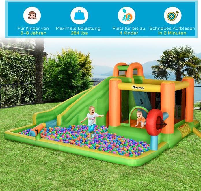 Actual product image Swisshandel24 Inflatable bouncy castle, play castle, jumping area with slide, water park for children aged 3 to 8