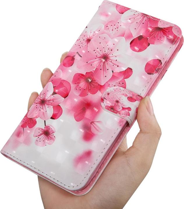 Image du produit Cover-Discount iPhone SE / 8 / 7- Etui en cuir rose fleur effet paillettes (Apple iPhone 7, Apple iPhone 8)