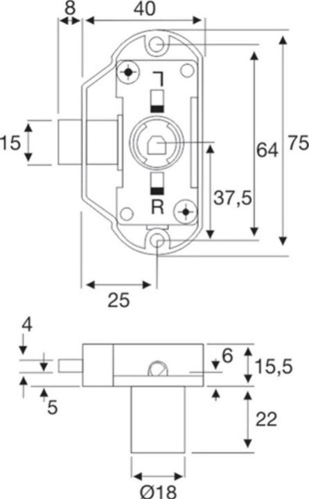 Immagine prodotto BMB Serratura a cremonese con chiave uguale da 25 mm, incluso cilindro interno (Cilindro a pomello rotante)