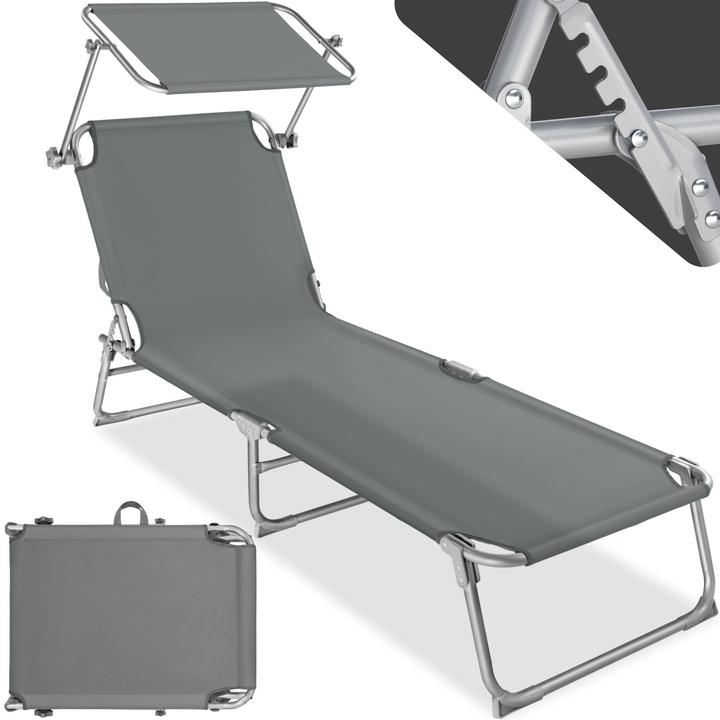 Actual product image tectake Sun lounger with sun shade (190 cm)