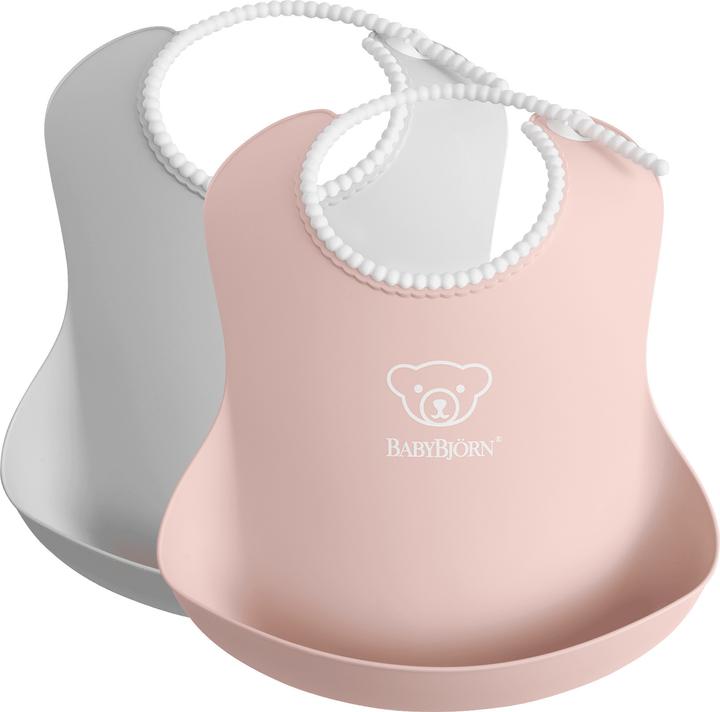 BabyBjörn Baby-Lätzchen, 2 Stück, Grau / Puderrosa (4 Monate)