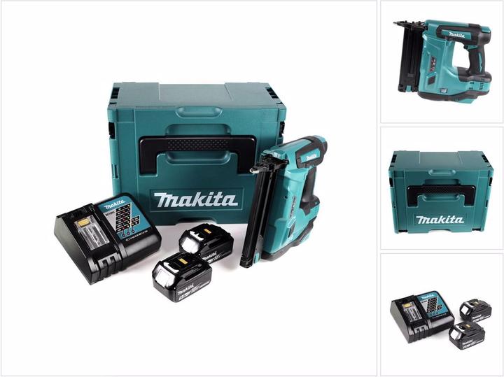 Image du produit Makita DBN 500 RTJ Cloueur sans fil 15-50 mm 90° 18 V + 2 x Batteries 5,0 Ah + Chargeur + Coffret Ma
