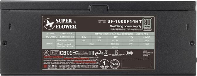 Immagine prodotto Super Flower LEADEX TITANIUM 1600W 80 PLUS Titanium Netzteil – 1.600 Watt, schwarz (1.60 W)
