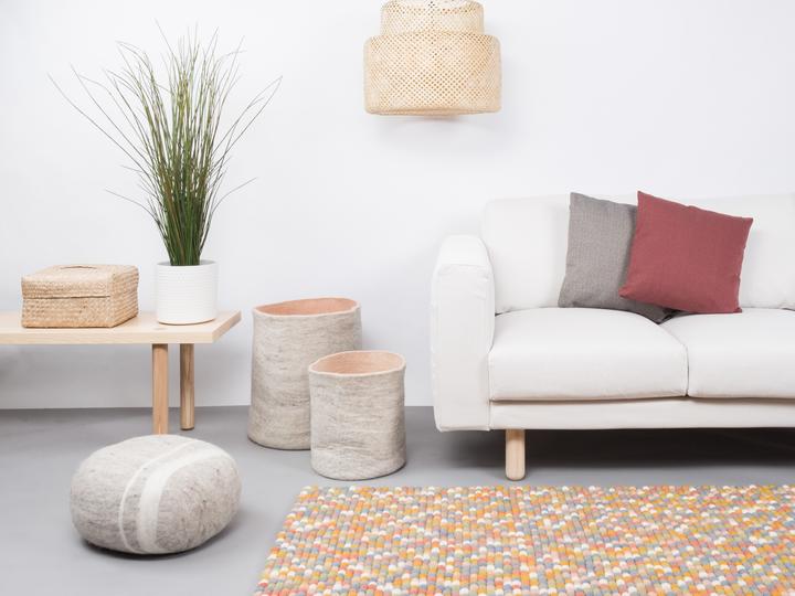 Actual product image Myfelt Liese felt ball rug square (90 x 130 cm)
