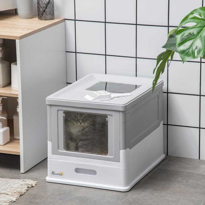 Actual product image PawHut Cat litter tray with pull-out drawer (Cat litter tray open)