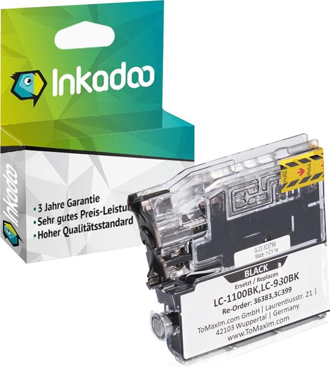 Actual product image Inkadoo Printer Cartridges Compatible with Brother LC-1100BK XL Ink Cartridge, Black Black (FC)
