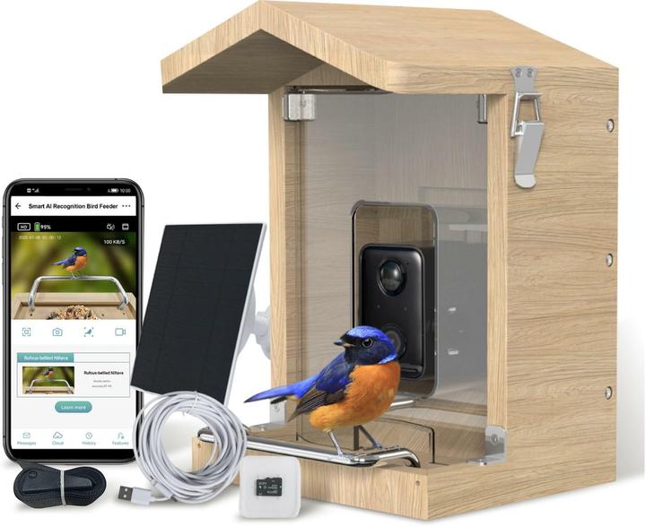 Actual product image Sanilu Clean Sanilu Vogelfutterhaus mit Kamera mit Solarpanel, Grundfarbe