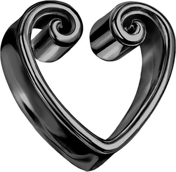 Produktbild Star Piercing Flared Tunnel schwarz Vintage Herz (ohne Messing, Chirurgenstahl 316L)