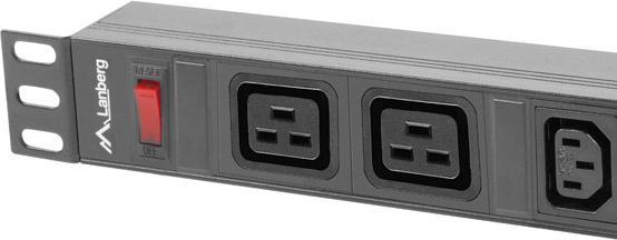 Produktbild Lanberg PDU-02I1908I-0200-C20-BK Stromverteilereinheit (PDU) 10 AC-Ausgänge 1U