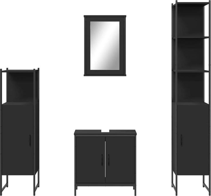 Actual product image VidaXL Bathroom furniture set Mirror cabinet Vanity unit Bathroom cabinet 4-piece black