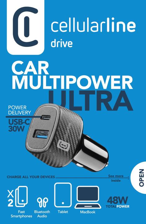 Immagine prodotto Cellularline Car Multipower Ultra - iPhone, Samsung, Xiaomi, Oppo and other Smartphones and Tablets