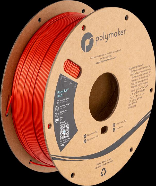 Produktbild Polymaker PolyLite PLA (PLA, 1.75 mm, 1000 g, Rot)