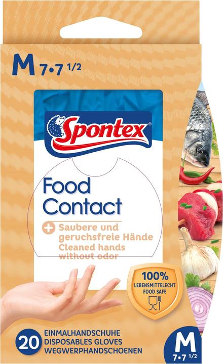 Immagine prodotto Spontex Guanti monouso Contatto con gli alimenti confezione da 20 pezzi taglia 7