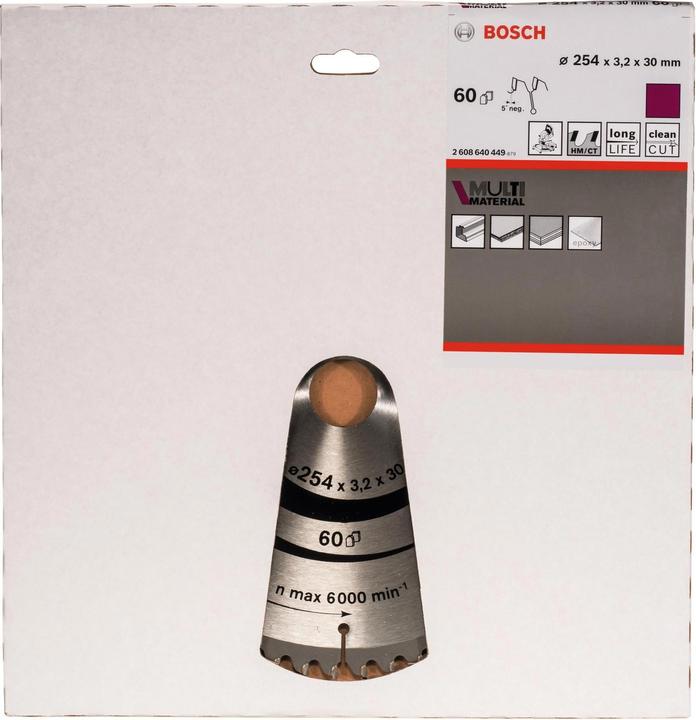 Image du produit Bosch Professional Zubehör Lame de scie circulaire PRO Multi Material, 254 x 3,2 x 30 mm