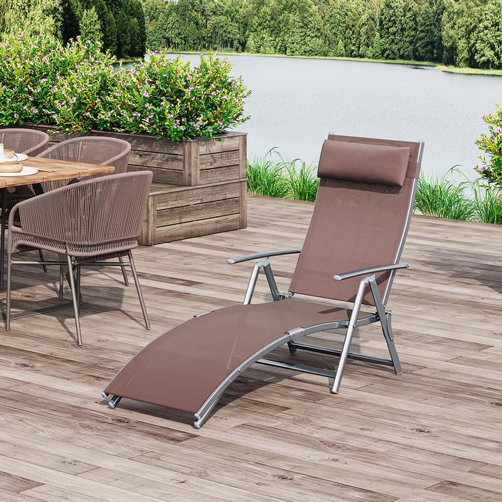 Image du produit Outsunny Chaise longue de jardin avec coussin (180 cm)