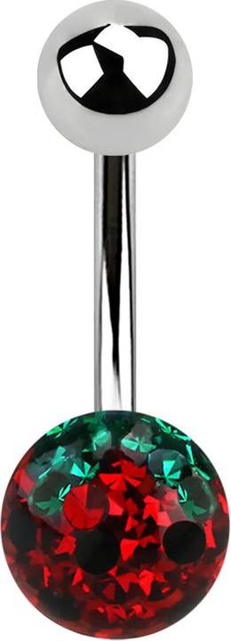 Produktbild Star Piercing Banane silber mit Kristall Kugel Erdbeere Epoxy Schutzschicht (Chirurgenstahl 316L, ohne Messing)