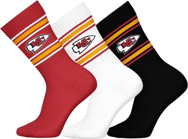 Barefoot Kansas City Chiefs 3pk Crew Socks 35-38 (35 - 38)