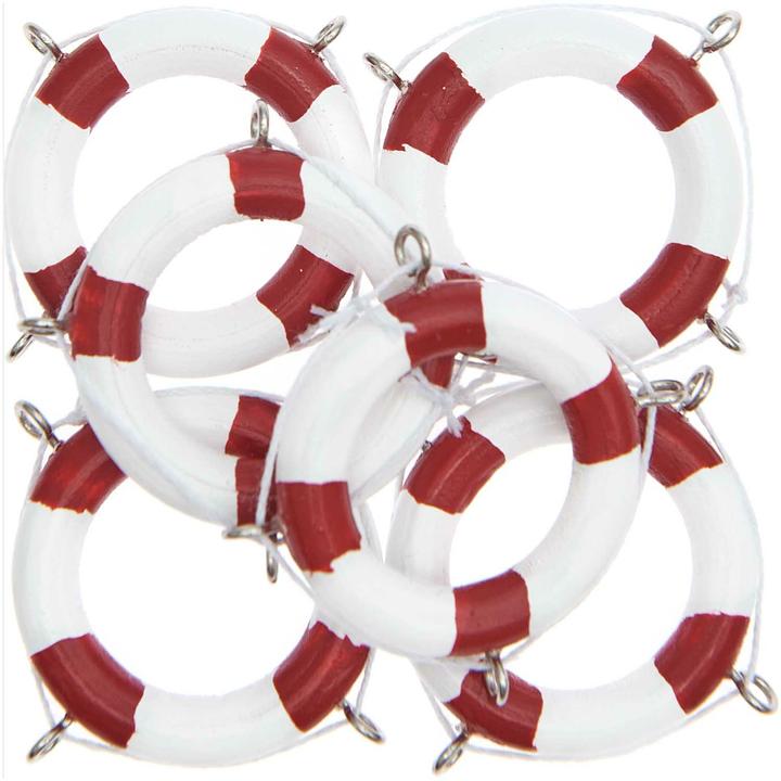 Actual product image Rico Design Scatter decoration life ring 6 pieces, red/white