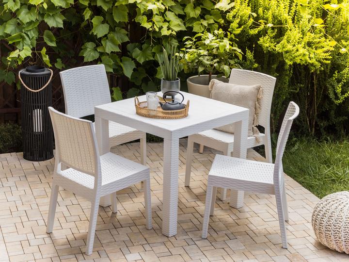 Immagine prodotto Beliani Set di mobili da giardino in rattan bianco a 4 posti FOSSANO (80 cm)