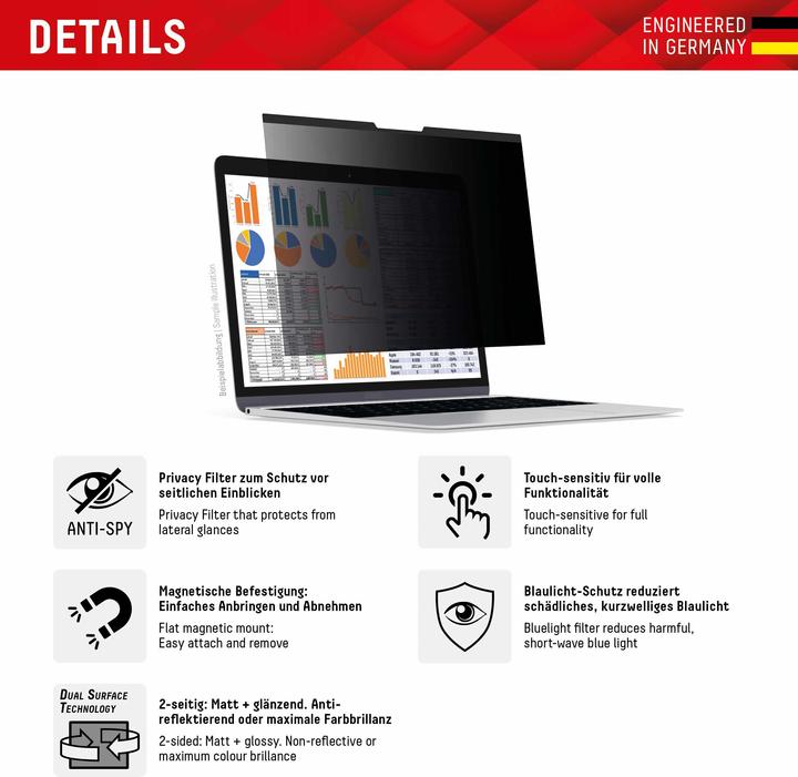 Image du produit Displex Privacy Safe, Laptop Blickschutzfilter (14.20", 16 : 9)
