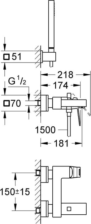 Actual product image Grohe Eurocube single lever bath mixer