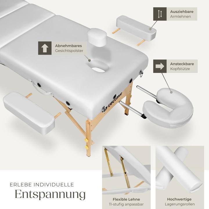 Actual product image tectake Ensemble de table de massage à 3 zones Somwang avec rembourrage de 7,5 cm d'épaisseur, rouleaux et c
