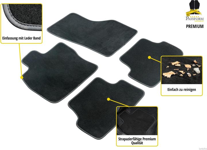 Actual product image Walser Premium floor mats for BMW 5 Series (F10) year 03/2010 - 09/2013, 5 Series Touring (F11) year (2 front mats + 2 rear mats)