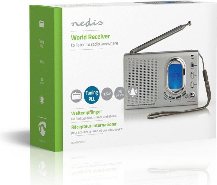 Image du produit Nedis Radio mondiale | Version portable | AM / FM / SW | Fonctionne sur piles / Alimentation secteur | Dig (AM, FM, KW)