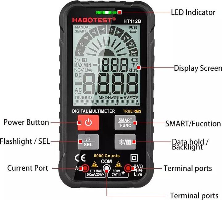 Immagine prodotto Habotest Multimetro universale digitale HT112B a vero RMS